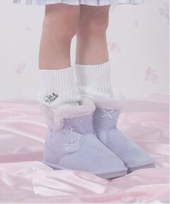 mezzo piano / メゾピアノ ブーツ（ショート丈） | ビジューリボン　ムートン風ブーツ