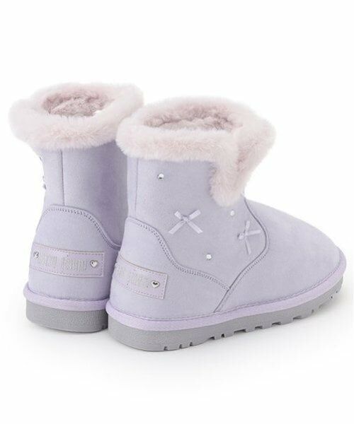 mezzo piano / メゾピアノ ブーツ（ショート丈） | ビジューリボン　ムートン風ブーツ | 詳細12