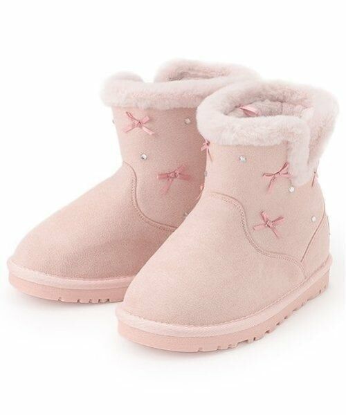 mezzo piano / メゾピアノ ブーツ（ショート丈） | ビジューリボン　ムートン風ブーツ | 詳細20