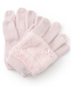 mezzo piano / メゾピアノ 手袋 | フェイクファーつき　ニット手袋