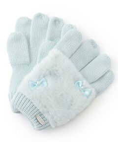 mezzo piano / メゾピアノ 手袋 | フェイクファーつき　ニット手袋