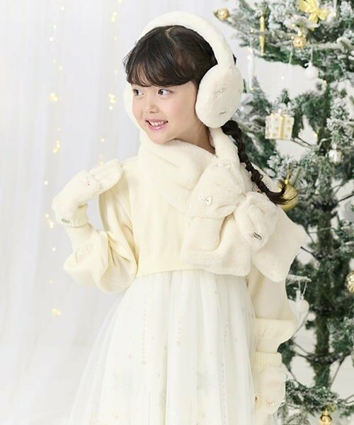 mezzo piano / メゾピアノ マフラー・ショール・スヌード・ストール | リボン　フェイクファー　マフラー | 詳細7