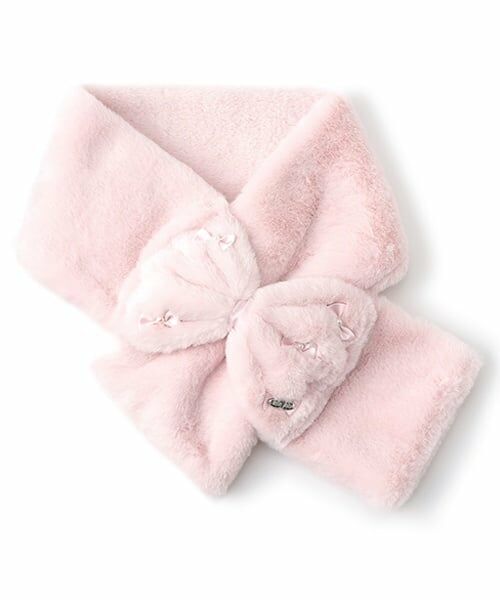 mezzo piano / メゾピアノ マフラー・ショール・スヌード・ストール | リボン　フェイクファー　マフラー（ピンク）