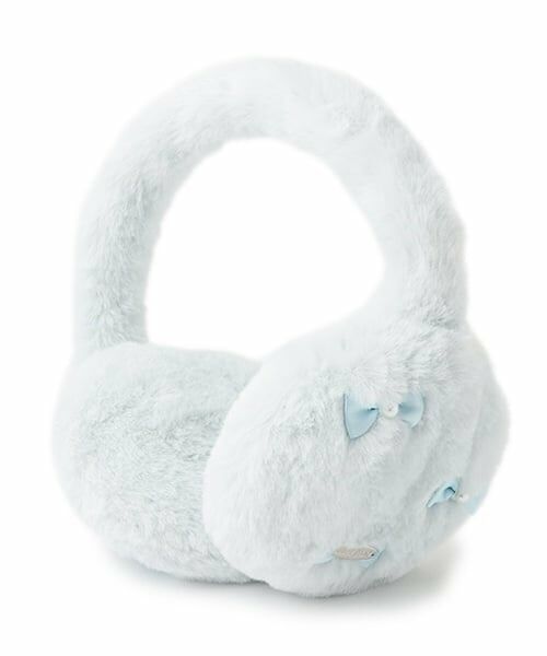 mezzo piano / メゾピアノ ネックウォーマー・イヤーマフ | リボン　フェイクファー　イヤマフ（ライト ブルー）
