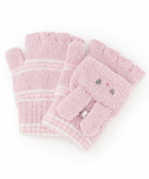 mezzo piano / メゾピアノ 手袋 | アニマルフェイス　マシュマロ手袋（ライト ピンク）
