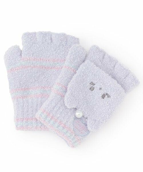 mezzo piano / メゾピアノ 手袋 | アニマルフェイス　マシュマロ手袋（ラベンダー）