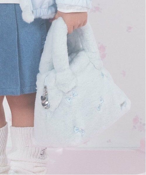 mezzo piano / メゾピアノ ボストンバッグ | リボンフェイクファー　ボストンバッグ（ライト ブルー）