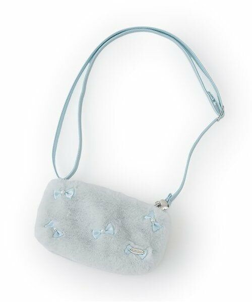 mezzo piano / メゾピアノ ショルダーバッグ | リボンフェイクファー　ポシェット（ライト ブルー）