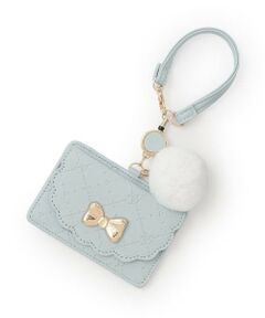 mezzo piano / メゾピアノ カードケース・名刺入れ・定期入れ | モノグラム柄型押し　パスケース　ポンポンつき