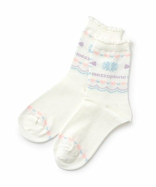 mezzo piano / メゾピアノ ソックス | ノルディック柄　クルーソックス（オフ ホワイト）