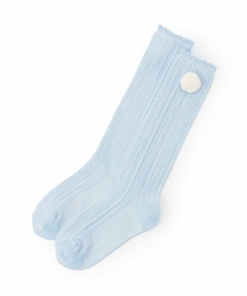 mezzo piano / メゾピアノ ソックス | 梵天つき　ケーブルハイソックス（ライト ブルー）