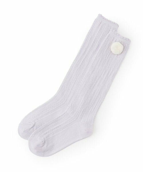 mezzo piano / メゾピアノ ソックス | 梵天つき　ケーブルハイソックス（ラベンダー）