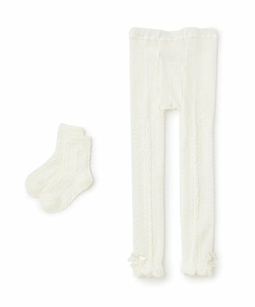 mezzo piano / メゾピアノ レギンス・スパッツ | ケーブルレギンス＆ソックスセット（オフ ホワイト）