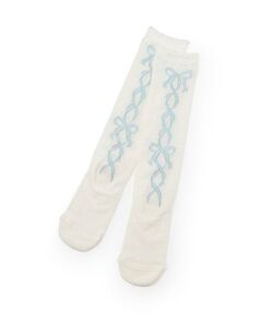 mezzo piano / メゾピアノ ソックス | レースアップリボン柄　ハイソックス