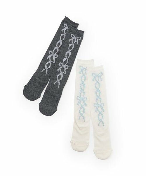 mezzo piano / メゾピアノ ソックス | レースアップリボン柄　ハイソックス | 詳細5