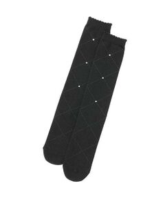 mezzo piano / メゾピアノ ソックス | ラインストーンつきダイヤ柄　ハイソックス