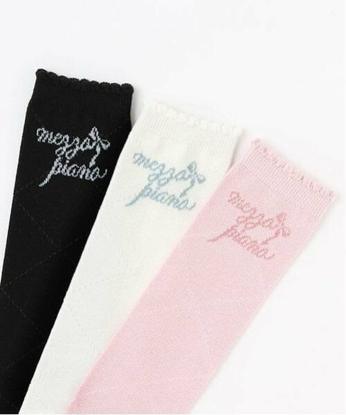 mezzo piano / メゾピアノ ソックス | ラインストーンつきダイヤ柄　ハイソックス | 詳細3