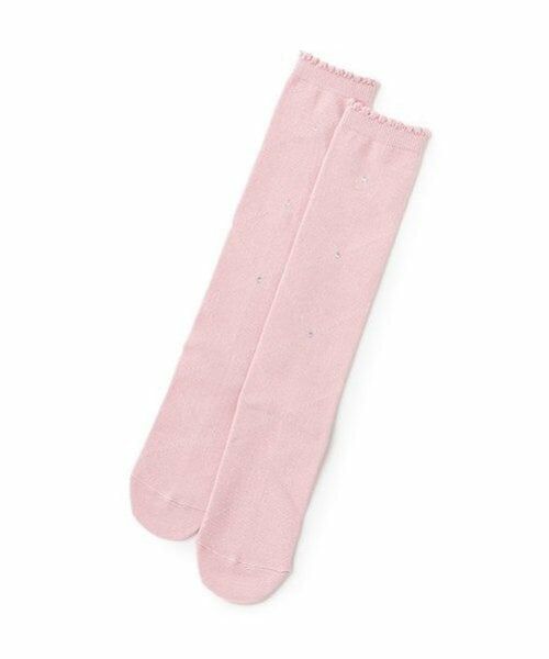 mezzo piano / メゾピアノ ソックス | ラインストーンつきダイヤ柄　ハイソックス（ライト ピンク）