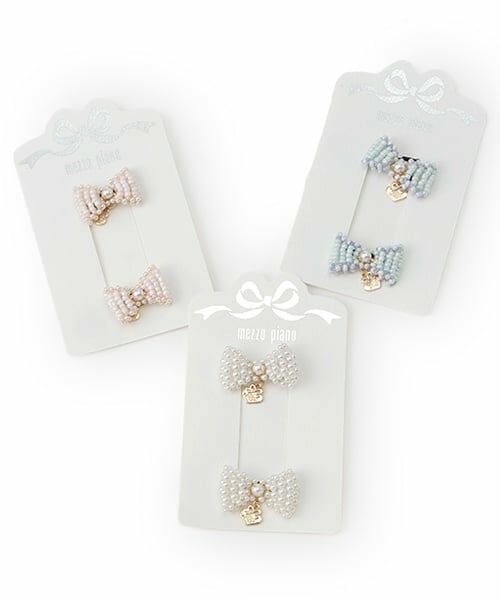 mezzo piano / メゾピアノ ヘアゴム・シュシュ | ビーズリボン　ヘアポニー2個セット | 詳細5