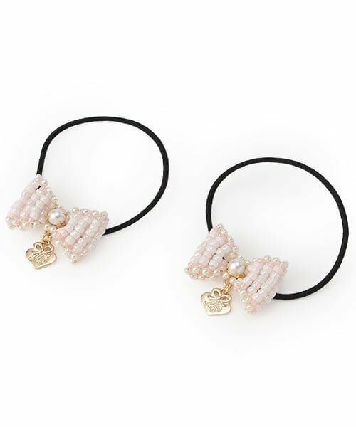 mezzo piano / メゾピアノ ヘアゴム・シュシュ | ビーズリボン　ヘアポニー2個セット | 詳細7