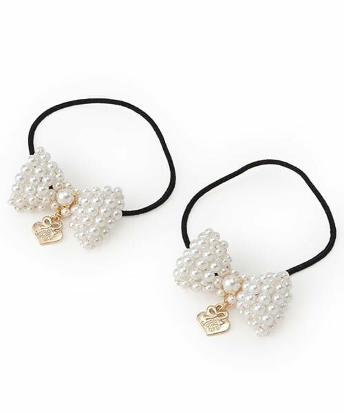 mezzo piano / メゾピアノ ヘアゴム・シュシュ | ビーズリボン　ヘアポニー2個セット | 詳細8