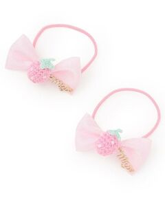 イチゴ編みモチーフ　ヘアポニー2個セット