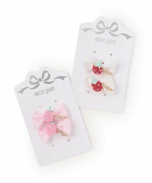 mezzo piano / メゾピアノ ヘアゴム・シュシュ | イチゴ編みモチーフ　ヘアポニー2個セット | 詳細3