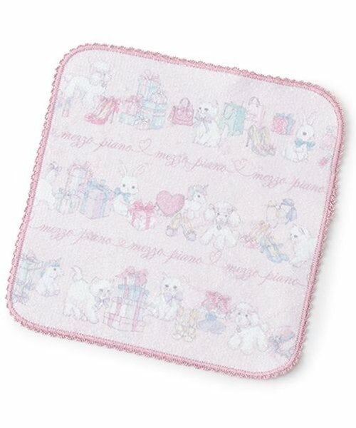 mezzo piano / メゾピアノ ハンカチ | ショッピング柄　ハンドタオル（ピンク）