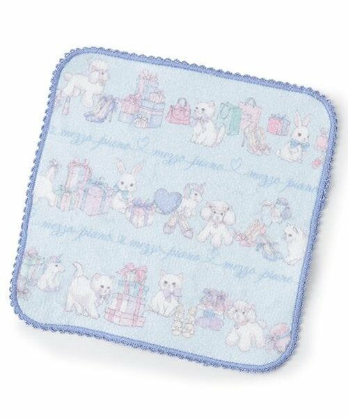 mezzo piano / メゾピアノ ハンカチ | ショッピング柄　ハンドタオル（ライト ブルー）