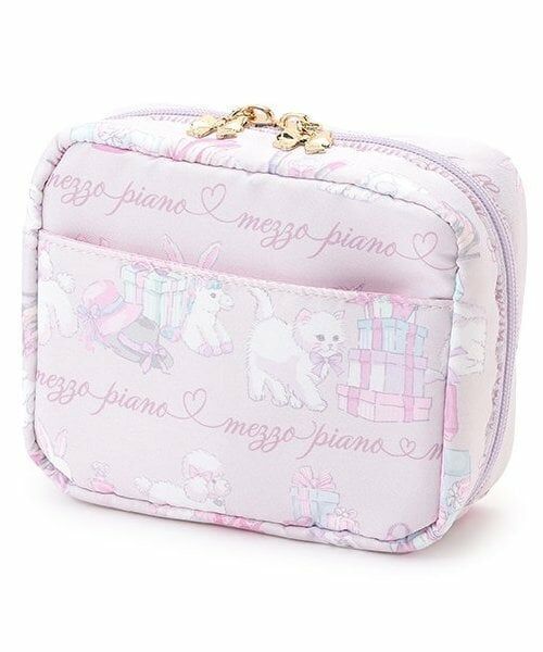 mezzo piano / メゾピアノ ポーチ | ショッピング柄　スクウェアポーチ（ピンク）