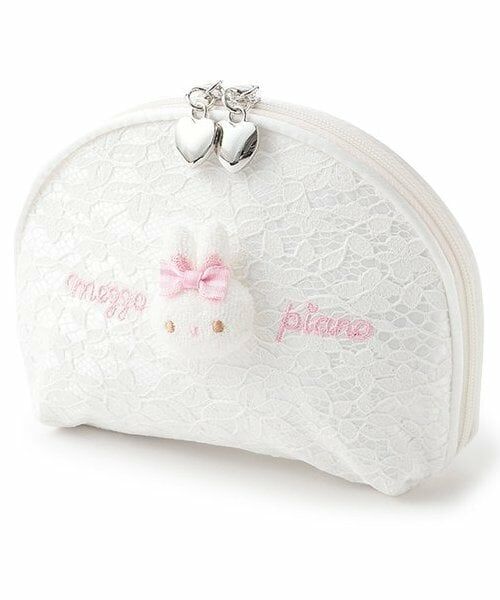 mezzo piano / メゾピアノ ポーチ | ウサギマスコットつき　ラウンドポーチ（オフ ホワイト）