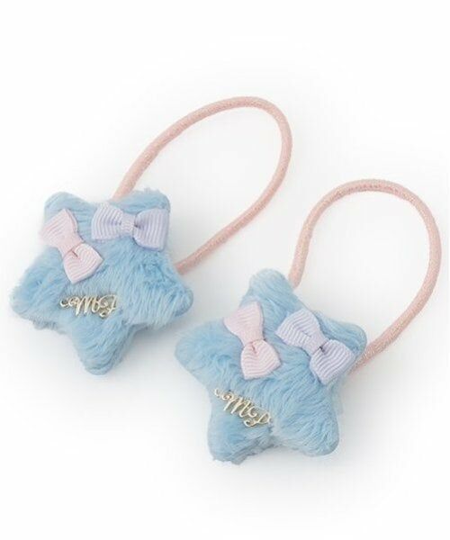 mezzo piano / メゾピアノ ヘアゴム・シュシュ | ぷっくりスター　ヘアポニー2個セット（ライト ブルー）