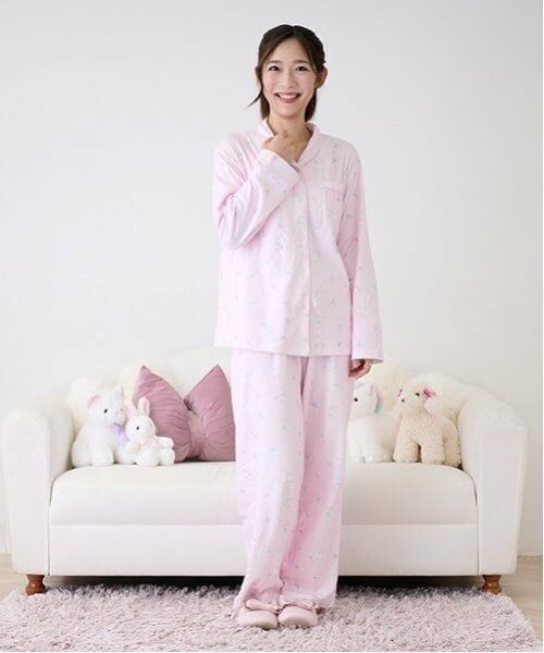 mezzo piano / メゾピアノ ルームウェア | ふわもこフレンズ柄　パジャマ　レディースサイズ（ライト ピンク）