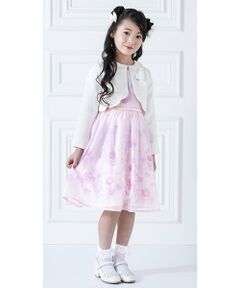 mezzo piano / メゾピアノ ドレス | 花柄パネルプリント＆刺しゅう　ワンピース