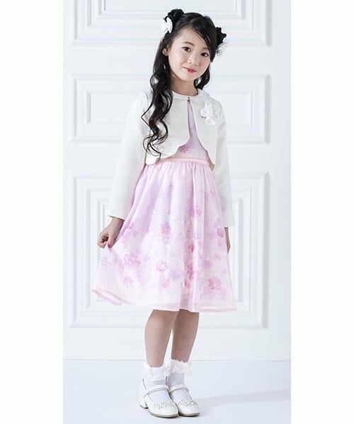 mezzo piano / メゾピアノ ドレス | 花柄パネルプリント＆刺しゅう　ワンピース（ピンク）