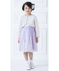 mezzo piano / メゾピアノ ドレス | ツィード×チュールレース刺繍　ドッキングワンピース