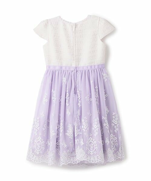 mezzo piano / メゾピアノ ドレス | ツィード×チュールレース刺繍　ドッキングワンピース | 詳細1