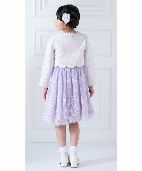 mezzo piano / メゾピアノ ドレス | ツィード×チュールレース刺繍　ドッキングワンピース | 詳細13