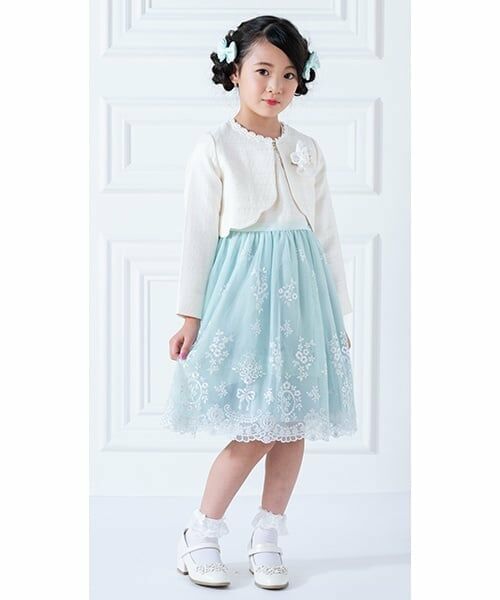 mezzo piano / メゾピアノ ドレス | ツィード×チュールレース刺繍　ドッキングワンピース | 詳細16