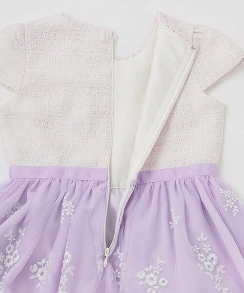 mezzo piano / メゾピアノ ドレス | ツィード×チュールレース刺繍　ドッキングワンピース | 詳細9