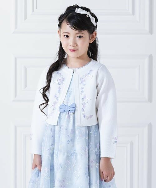 mezzo piano / メゾピアノ カーディガン・ボレロ | 花刺しゅう　ニットボレロ（オフ ホワイト）