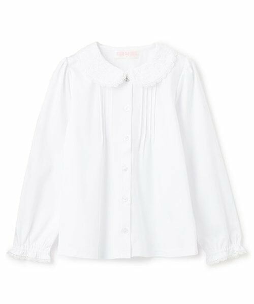 mezzo piano / メゾピアノ シャツ・ブラウス | レース衿　カットソーブラウス（白）