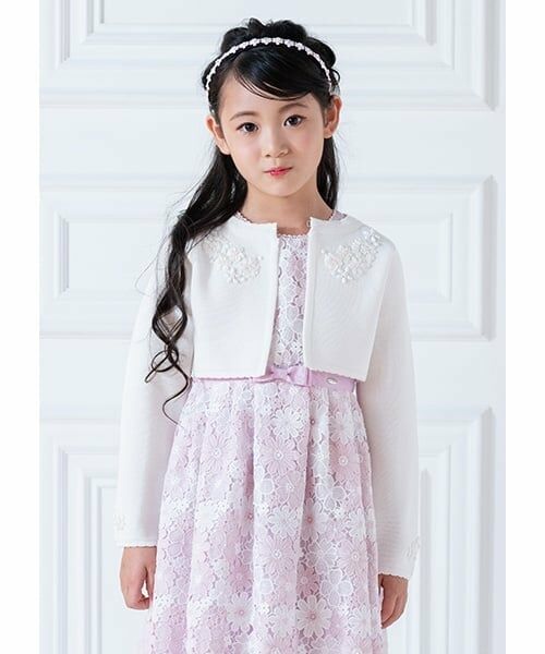 mezzo piano / メゾピアノ カーディガン・ボレロ | ビジュー花刺しゅう　ニットボレロ（オフ ホワイト）