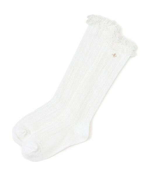 mezzo piano / メゾピアノ ソックス | レース透かし柄　ハイソックス（オフ ホワイト）