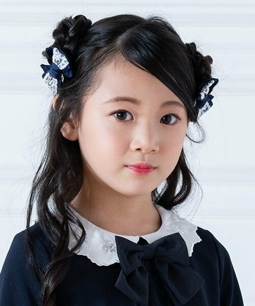 mezzo piano / メゾピアノ ヘアゴム・シュシュ | リボンレース　ヘアポニー2個セット（紺）