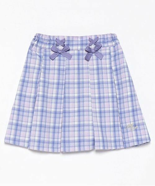 mezzo piano / メゾピアノ ショート・ハーフ・半端丈パンツ | 【福袋B】チェック　ボックスプリーツ　スカパン（ラベンダー）