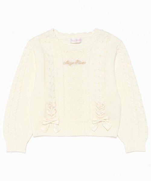 mezzo piano / メゾピアノ ニット・セーター | ケーブルニット　プルオーバー（アイボリー）