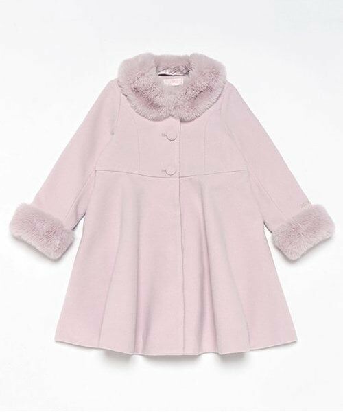 mezzo piano / メゾピアノ その他アウター | フェイクファー衿つき　コート（ラベンダー）