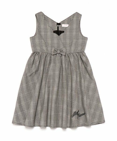 mezzo piano / メゾピアノ ミニ丈・ひざ丈ワンピース | スカラップ　ジャンパースカート（黒）