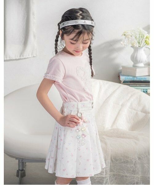 mezzo piano / メゾピアノ ショート・ハーフ・半端丈パンツ | リボン刺繍・花柄　タックスカパン | 詳細1